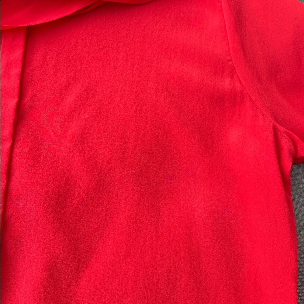 THE ROW Red Silk Scarf Neck Long Sleeve Top - Picture 13 of 15